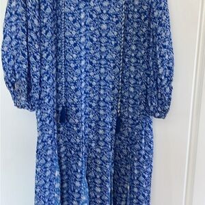 Zara Blue White Floral Long Sleeve long dress